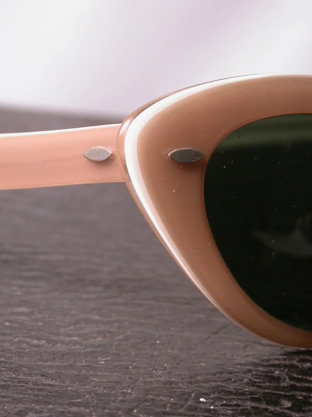 Vintage Fancy Pearl Beige Cat Eye Sunglasses Frames Made In Japan